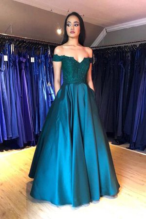 Gute Qualität Normale Taille Satin Ballkleid ohne Träger mit Spitze - Bild 2