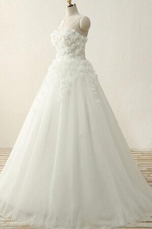 Robe de mariée longueru au niveau de sol en tulle avec perle en satin de col en cœur - Photo 3