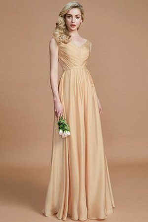 Robe demoiselle d'honneur naturel v encolure de princesse avec sans manches ruché - Photo 17