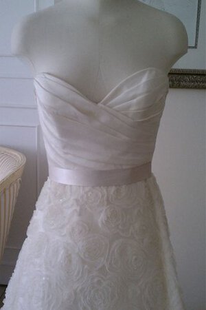 Vestido de Novia de Corte-A de Fajas de Blusa plisada de Sin mangas de Escote Corazón - Foto 3