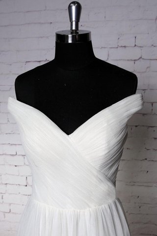 Abito da Sposa Fuori dalla spalla con Festone V-Scollo Senza Maniche con Criss-cross con Piega - Foto 2