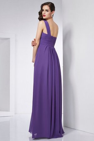 Robe de soirée plissé avec chiffon avec sans manches avec zip a-ligne - Photo 2