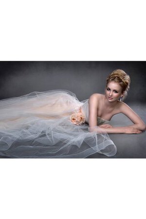 Robe de mariée textile en tulle jusqu'au sol de traîne moyenne a-ligne - Photo 5