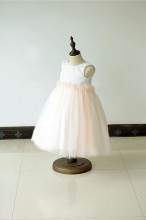 Robe de cortège enfant plissé en tulle avec perle de tour de ceinture empire avec fleurs - Photo 2