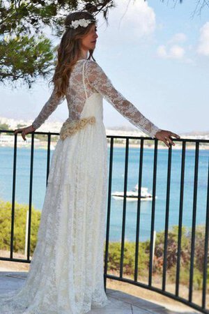 Robe de mariée plissé romantique de traîne courte avec fleurs de col bateau - Photo 2