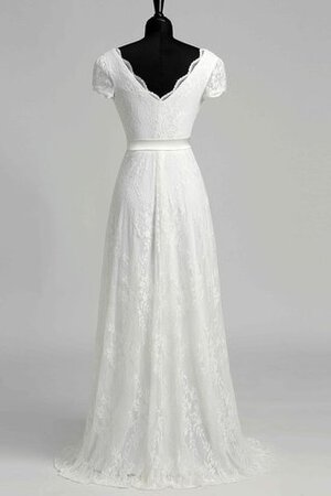 Reißverschluss Spitze stilvolles legeres Brautkleid mit Gürtel mit gekappten Ärmeln - Bild 1