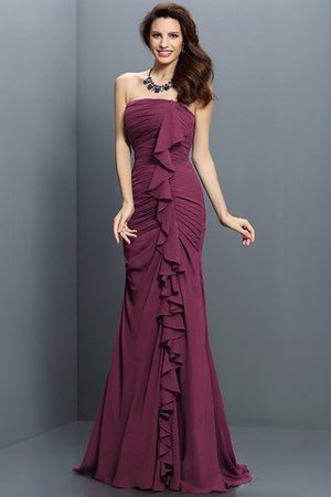 Robe demoiselle d'honneur plissage longue avec zip en chiffon de bustier - Photo 5