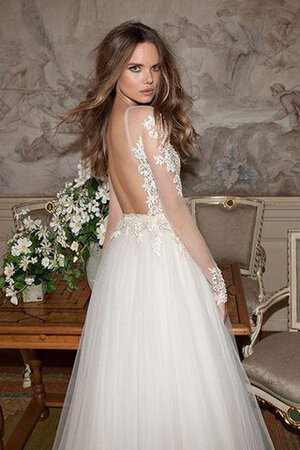 Robe de mariée sexy vintage décolleté dans le dos de col en v avec manche longue - Photo 3