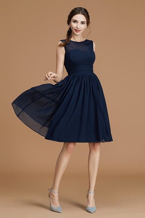 Robe demoiselle d'honneur a-ligne avec zip parfait en chiffon bref - Photo 4