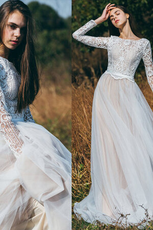 Robe de mariée avec zip avec décoration dentelle à la mode en satin en tout plein air - Photo 1