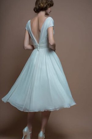 Abito da Sposa V-Scollo classico con Increspato Formale E Informale con Manica Corte in Tulle - Foto 2