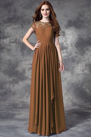 Robe demoiselle d'honneur naturel longue a-ligne avec chiffon de princesse - Photo 4