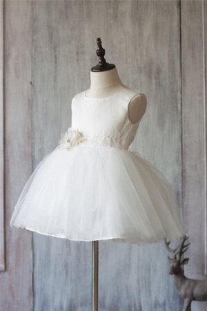 Abito da Cerimonia Bambini Senza Maniche decorato Naturale con Piega Ball Gown con Nastro - Foto 2