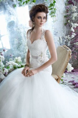 Abito da Sposa in Tulle con Fiore con Nastro Naturale in pizzo seducente - Foto 4