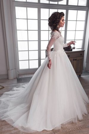 Abito da Sposa Lungo Naturale A-Line in Tulle con Piega con Applique - Foto 3