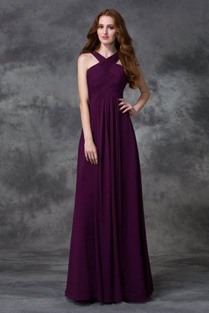 Robe demoiselle d'honneur longue avec zip ruché avec sans manches avec chiffon - Photo 1