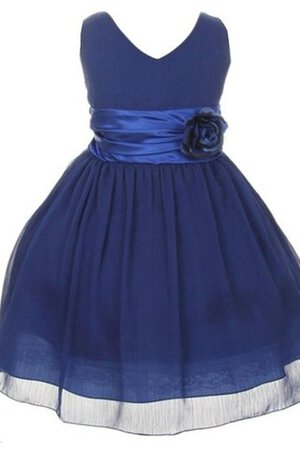 Abito da Cerimonia Bambini con Piega in Taffeta mini V-Scollo Senza Maniche Cerniera - Foto 1