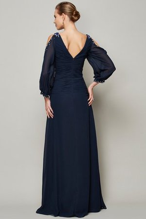 Robe de bal naturel fermeutre eclair de col en v avec manche longue avec chiffon - Photo 2