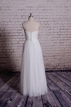 Robe de mariée plissé naturel avec décoration dentelle en tulle manche nulle - Photo 2