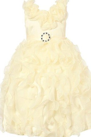 Abito da Cerimonia Bambini Senza Maniche Ball Gown Cerniera A-Line con Seghettato con Fiocco - Foto 1