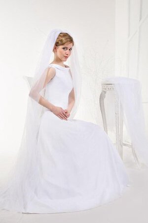 Abito da Sposa A-Line Lupetto Naturale Profondo V-scollo Senza Maniche con Piega - Foto 3