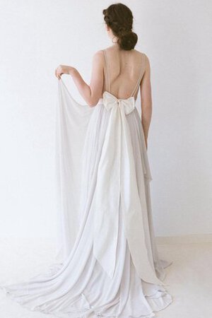 Abito da Sposa A-Line in Chiffon con Piega Conotta Spazzola Treno Schiena Nuda - Foto 3