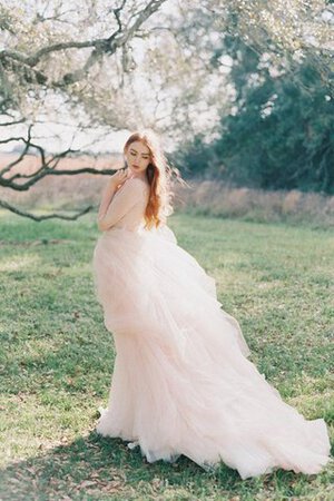 Abito da Sposa in pizzo in Tulle Spazzola Treno V-Scollo A-Line con Mezze Maniche - Foto 4