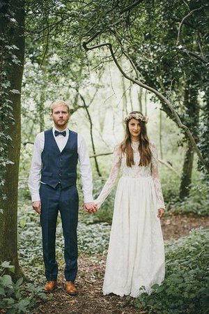 Robe de mariée simple elégant a-ligne avec manche longue elevé - Photo 2