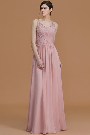 Chiffon Ärmellos Reißverschluss A-Line Bodenlanges Brautjungfernkleid - Bild 4