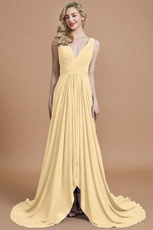 Abito da Damigella Naturale in Chiffon A-Line Principessa Spazzola Treno - Foto 11