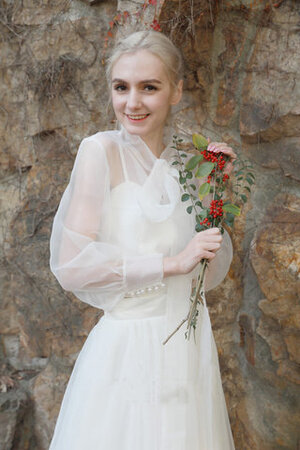 Vestido de Novia de Corte-A en Tul de Cola Barriba de Alta calidad - Foto 8