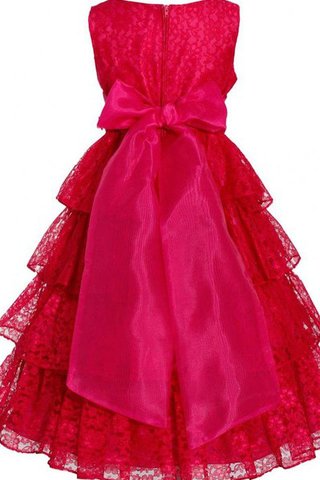 Robe de cortège enfant col u profond avec nœud à boucles avec gradins avec fleurs - Photo 2