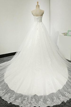 Abito da Sposa A-Line con Perline Coda A Strascico Corto Senza Maniche in Tulle Naturale - Foto 3