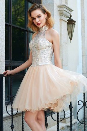 Robe de bal manche nulle avec perle avec zip de princesse de dos nu - Photo 5