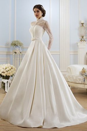 A-Line Spitze Duchesse-Linie plissiertes romantisches Brautkleid mit Schmetterlingsknoten - Bild 1