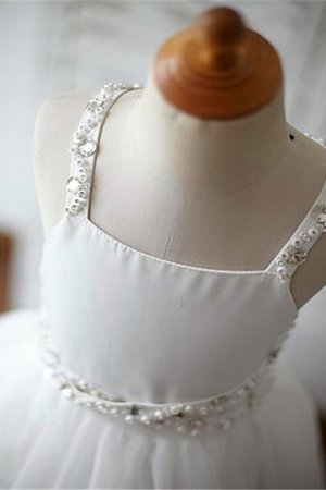 Robe de cortège enfant ligne a de traîne courte manche nulle avec perle en organza - Photo 4