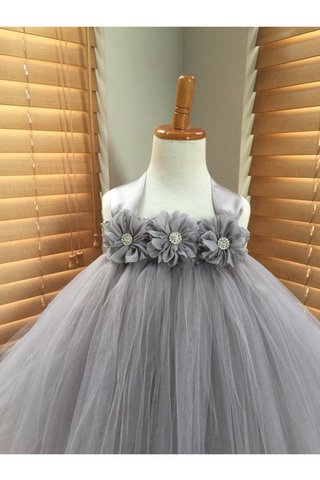 Abito da Cerimonia Bambini A Terra Senza Maniche con Nastro con Piega Ball Gown in pizzo - Foto 2