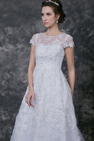 Abito da Sposa con Perline Sotto Ginocchio in Pizzo in pizzo A-Line Vintage - Foto 5