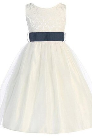 A-Line Organza gesticktes Bateau kurzes Blumenmädchenkleid - Bild 1