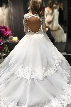 Robe de mariée intemporel chic de mode de bal de col en v avec manche longue - Photo 2