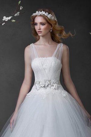 Abito da Sposa con Fiocco Naturale Ball Gown Lungo Coda A Strascico Corto con Applique - Foto 2