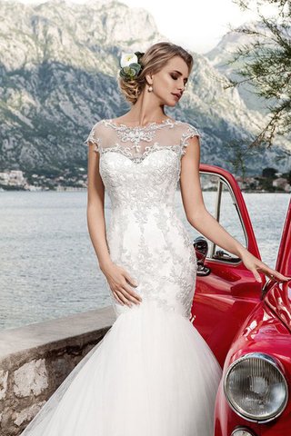 Abito da Sposa in Tulle con Manica Corte A Terra Cappellino conservatore Sirena - Foto 2