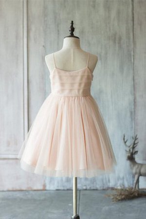 Robe de cortège enfant plissage de lotus en tulle manche nulle v encolure - Photo 4