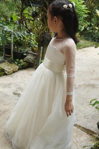 Robe de cortège enfant plissé avec chiffon de lotus avec manche longue ceinture - Photo 2