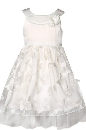 Abito da Cerimonia Bambini con Piega con Applique Barchetta Senza Maniche A-Line in Taffeta - Foto 1