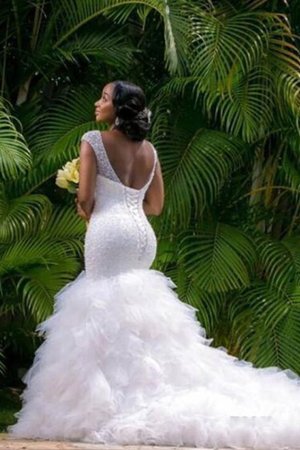 Robe de mariée de sirène voyant manche nulle en organza chic - Photo 2