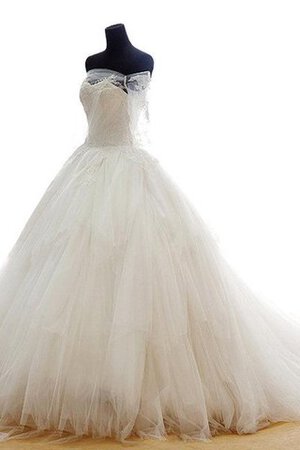 Robe de mariée classique longueur au ras du sol ruché avec décoration dentelle en tulle - Photo 2