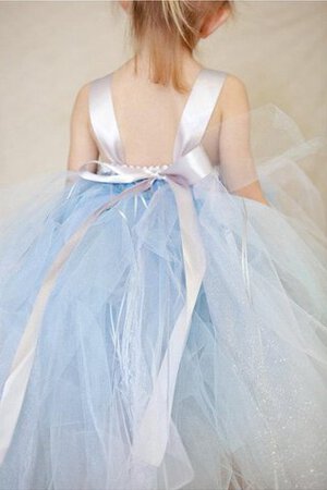 Abito da Cerimonia Bambini Ball Gown in Tulle con Nastro con Seghettato decorato Senza Maniche - Foto 5