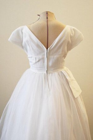 Abito da Sposa Sotto Ginocchio in Tulle retro A-Line con Manica Corte con Increspato - Foto 3