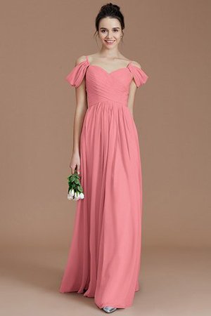 Robe demoiselle d'honneur en chiffon avec sans manches a-ligne ruché avec zip - Photo 34